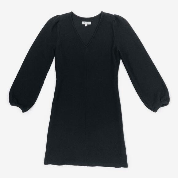 Madewell Balloon Sleeve Mini Dress Extra Small Black Cotton Minimalist Office - Picture 5 of 13